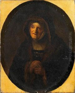 The Prophetess Hanna Within A Painted Oval by Harmenszoon van Rijn Rembrandt