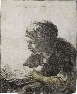 A Woman Reading by Harmenszoon van Rijn Rembrandt