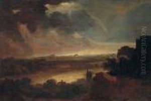 An Extensive Stormy Landscape With A Coastal Inlet Beyond