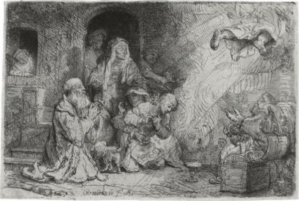 The Angel Departing From The Family Of Tobias (b., Holl. 43; H. 185; Bb. 41-g) - view 1
