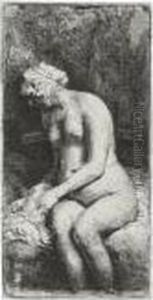 Woman Bathing Her Feet At A Brook (b., Holl. 200; H. 298; Bb. 58-d)