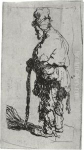 Beggar Leaning On A Stick, Facing Left (b., Holl. 163; H. 9; Bb. 30-2)