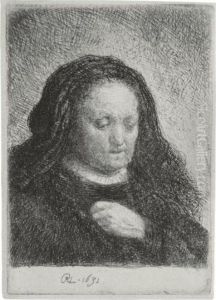 The Artist's Mother With Her Hand On Her Chest by Harmenszoon van Rijn Rembrandt