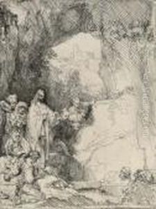The Raising Of Lazarus: Small Plate by Harmenszoon van Rijn Rembrandt