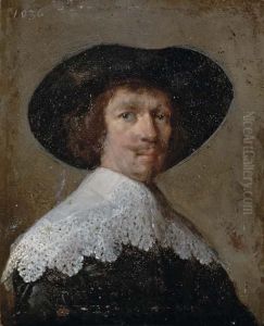Portrait Of A Gentleman,
Bust-length, In A Black Doublet With A Lace Collar And A Black Hat by Harmenszoon van Rijn Rembrandt