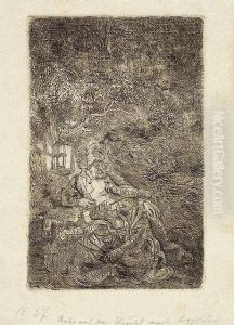The Rest On The Flight: A Night Piece. Etching, Ca. 1644. State Iv