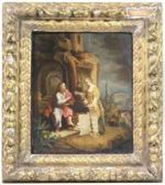 Christ And The Woman Of Samaria. Oil/panel - view 1