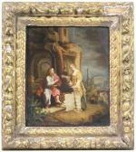 Christ And The Woman Of Samaria. Oil/panel