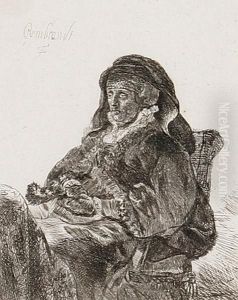Rembrandts Mutter, Mit Dunklen Handschuhen by Harmenszoon van Rijn Rembrandt