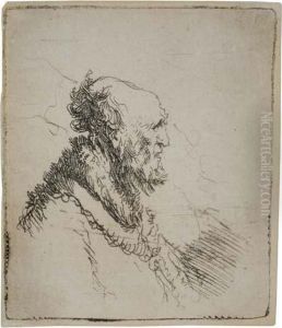 Bald Old Man With A Short Beard, In Profile Right by Harmenszoon van Rijn Rembrandt