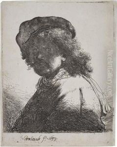 Self Portrait In A Cap And Scarf With The Face Dark:bust