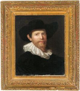 Ritratto Di Un Signore In Abito Nero Con Cappello E Collare