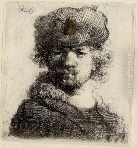 Self-portrait In A Heavy Fur Cap: Bust (bartsch, Hollstein 16; Hind 56) by Harmenszoon van Rijn Rembrandt