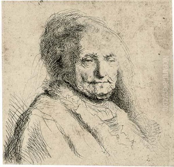 The Artist's Mother, Head And Bust: Three Quarters Right - view 1