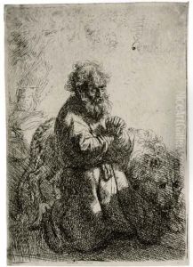 St. Jerome Kneeling In Prayer, Looking Down