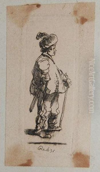 <a Polander Standing With His Stick: Profile To Right>, 1631. - view 1
