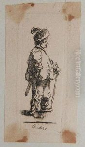 <a Polander Standing With His Stick: Profile To Right>, 1631. by Harmenszoon van Rijn Rembrandt
