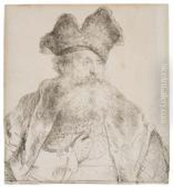 Old Man With A Divided Fur Cap - view 1