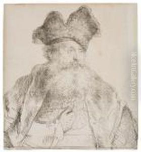 Old Man With A Divided Fur Cap by Harmenszoon van Rijn Rembrandt