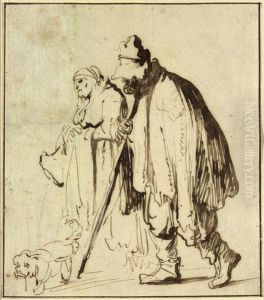A Vagrant Couple With A Dog by Harmenszoon van Rijn Rembrandt