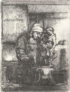 The Goldsmith. Etching by Harmenszoon van Rijn Rembrandt