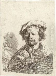 Self-portrait In A Flat Cap And Embroidered Dress