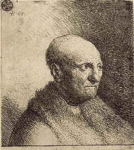 Bald Man In A Fur Cloak: Bust - view 1