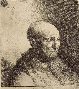 Bald Man In A Fur Cloak: Bust by Harmenszoon van Rijn Rembrandt
