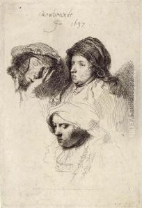 Three Heads Of Women: One Asleep