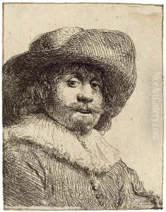 A Man In A Broad-brimmed Hat by Harmenszoon van Rijn Rembrandt