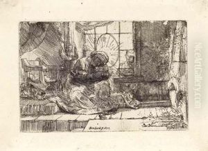The Virgin And Child With The Cat And Snake by Harmenszoon van Rijn Rembrandt