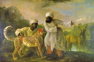 Cheetah with Two Indian Attendants and a Stag