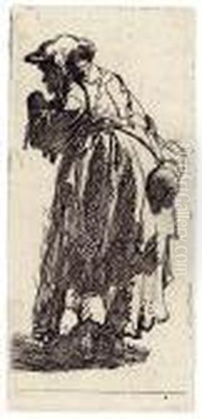 An Old Beggar Woman With A Gourd - view 1