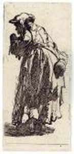 An Old Beggar Woman With A Gourd