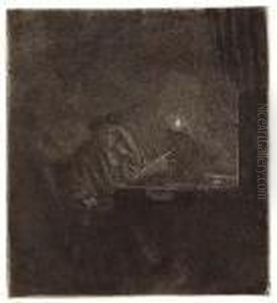 A Student At A Table By Candlelight - view 1