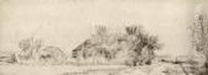 Landscape With A Road Beside A Canal by Harmenszoon van Rijn Rembrandt