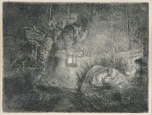 The Adoration Of The Shepherds: A Night Piece (bartsch, Hollstein46; Hind 255) by Harmenszoon van Rijn Rembrandt