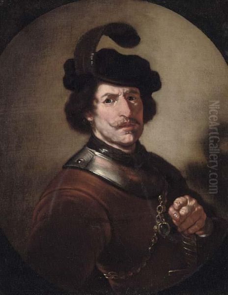 Portrait Of A Gentleman, Half-length, In Armour And A Plumed Hat - view 1