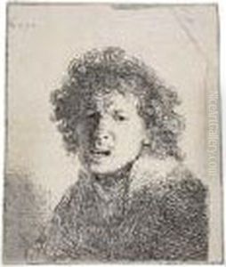 Self Portrait Open Mouthed, As If Shouting: Bust by Harmenszoon van Rijn Rembrandt