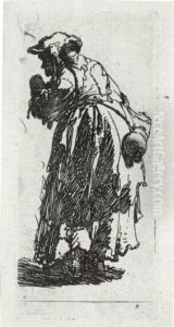 Old Beggar Woman With A Gourd (b., Holl. 168; H. 80; Bb. 30-16)