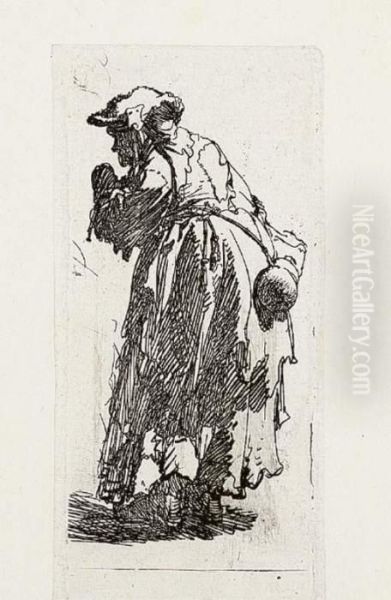 An Old Beggar Woman With A Gourd - view 1