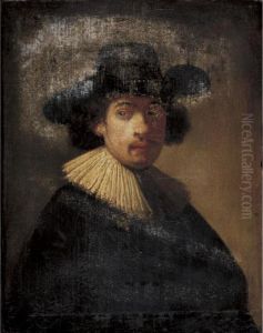 Portrait Of A Man, Half Length, Wearing A Black Hat