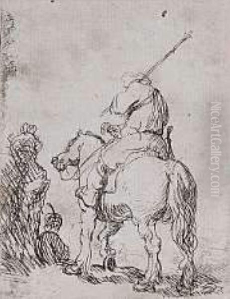 Turbaned Soldier On Horseback (bartsch 139) - view 1