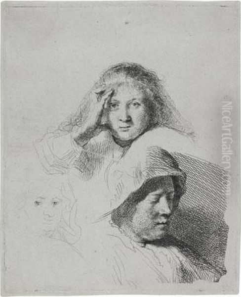 Three Heads Of Women, One Lightly Etched - view 1