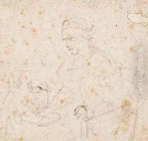 Un Homme Assis Avec Un Enfant Debout by Harmenszoon van Rijn Rembrandt