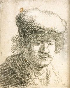 Self Portrait With Cap Pulled Forward by Harmenszoon van Rijn Rembrandt