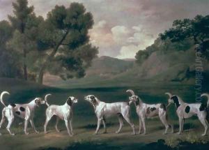 Foxhounds in a landscape, 1762 by George Stubbs