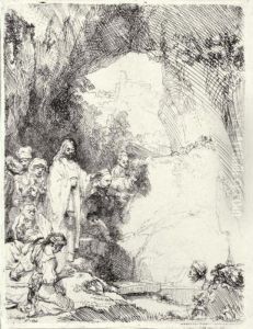 The Raising Of Lazarus: Small Plate (b., Holl. 72; H.198; Bb. 42-b) by Harmenszoon van Rijn Rembrandt