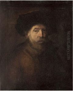 Portrait Of A Gentleman, Bust-length, Wearing A Black Cap by Harmenszoon van Rijn Rembrandt
