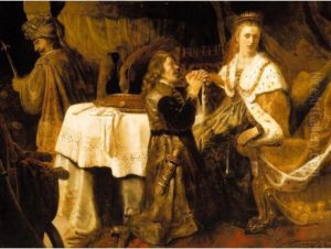 Haman Pleading With Esther For His Life by Harmenszoon van Rijn Rembrandt